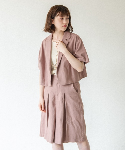 idem(イデム)の「【ZOZOTOWN限定】short sleeves jacket/ショート丈コットンジャケット(テーラードジャケット・レディース・ブラック/アイボリー/スモークピンク・FREE)」の14枚目の写真