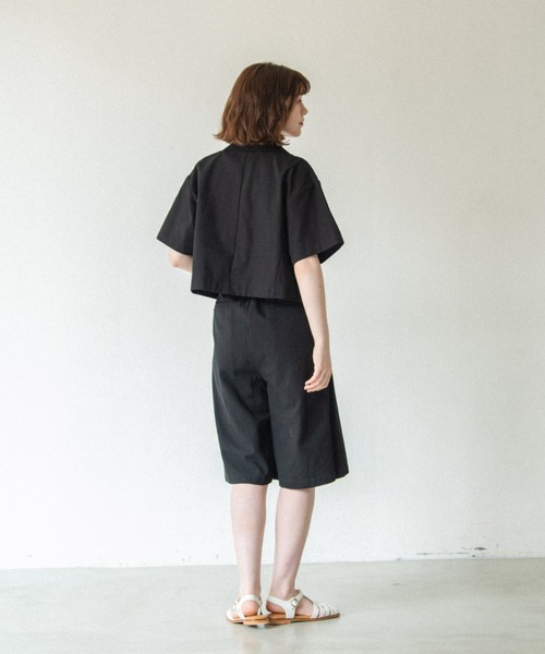 idem(イデム)の「【ZOZOTOWN限定】short sleeves jacket/ショート丈コットンジャケット(テーラードジャケット・レディース・ブラック/アイボリー/スモークピンク・FREE)」の20枚目の写真