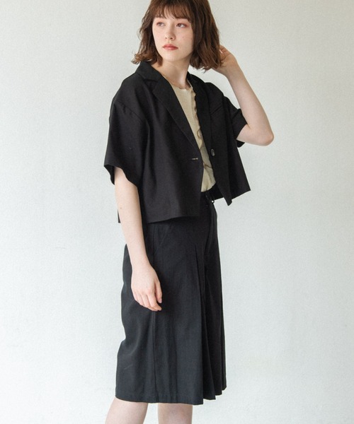 idem(イデム)の「【ZOZOTOWN限定】short sleeves jacket/ショート丈コットンジャケット(テーラードジャケット・レディース・ブラック/アイボリー/スモークピンク・FREE)」の12枚目の写真