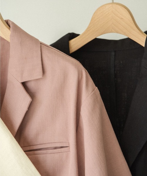 idem(イデム)の「【ZOZOTOWN限定】short sleeves jacket/ショート丈コットンジャケット(テーラードジャケット・レディース・ブラック/アイボリー/スモークピンク・FREE)」の16枚目の写真