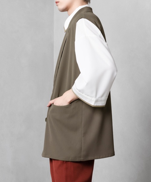 Adoon plain(アドーンプレーン)の「【Adoon plain】ダブルテーラードジレ(ベスト・メンズ・ブラック/ブルー/ライトブラウン・FREE)」の5枚目の写真