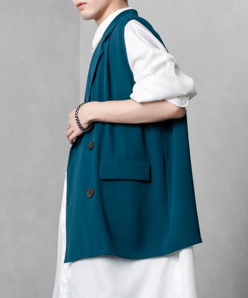 Adoon plain(アドーンプレーン)の「【Adoon plain】ダブルテーラードジレ(ベスト・メンズ・ブラック/ブルー/ライトブラウン・FREE)」の13枚目の写真