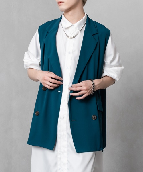 Adoon plain(アドーンプレーン)の「【Adoon plain】ダブルテーラードジレ(ベスト・メンズ・ブラック/ブルー/ライトブラウン・FREE)」の16枚目の写真