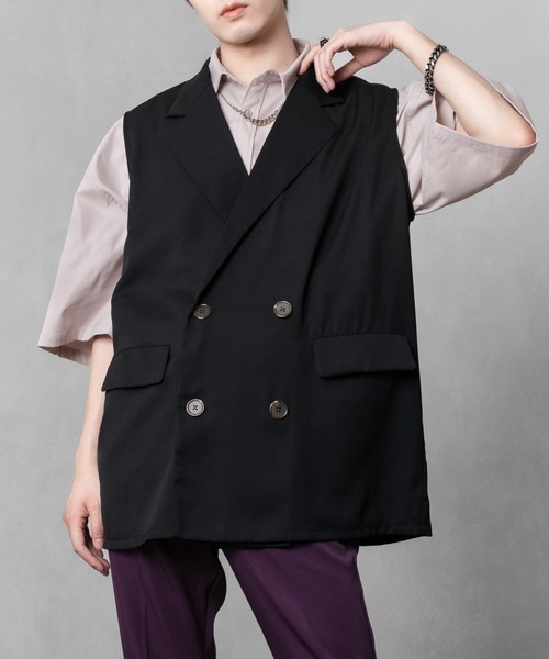 Adoon plain(アドーンプレーン)の「【Adoon plain】ダブルテーラードジレ(ベスト・メンズ・ブラック/ブルー/ライトブラウン・FREE)」の14枚目の写真