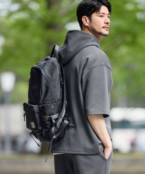 SPU（スプ）の「ハイポンチ半袖プルパーカー（パーカー・メンズ・ネイビー/カーキ/ベージュ/ブラック/ブラウン/グレー/チャコール・M/L/XL/S）」の10枚目の写真