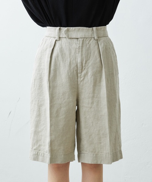 PUAL CE CIN(ピュアルセシン)の「JAPAN MADE リネンデニム調バミューダパンツ(その他パンツ・レディース・グレー/オフホワイト/ナチュラル・FREE)」の20枚目の写真