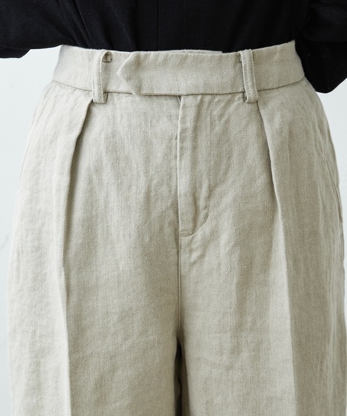 PUAL CE CIN(ピュアルセシン)の「JAPAN MADE リネンデニム調バミューダパンツ(その他パンツ・レディース・グレー/オフホワイト/ナチュラル・FREE)」の6枚目の写真