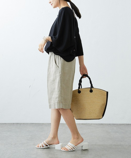 PUAL CE CIN(ピュアルセシン)の「JAPAN MADE リネンデニム調バミューダパンツ(その他パンツ・レディース・グレー/オフホワイト/ナチュラル・FREE)」の13枚目の写真