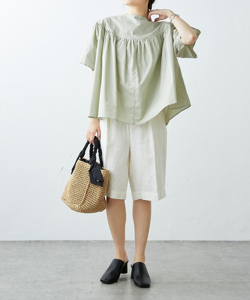 PUAL CE CIN(ピュアルセシン)の「JAPAN MADE リネンデニム調バミューダパンツ(その他パンツ・レディース・グレー/オフホワイト/ナチュラル・FREE)」の17枚目の写真