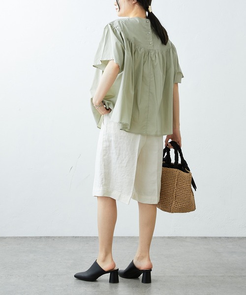 PUAL CE CIN(ピュアルセシン)の「JAPAN MADE リネンデニム調バミューダパンツ(その他パンツ・レディース・グレー/オフホワイト/ナチュラル・FREE)」の19枚目の写真