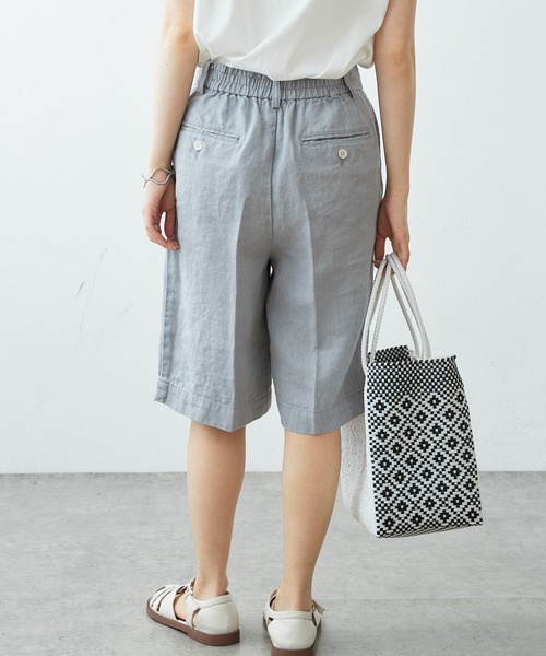PUAL CE CIN(ピュアルセシン)の「JAPAN MADE リネンデニム調バミューダパンツ(その他パンツ・レディース・グレー/オフホワイト/ナチュラル・FREE)」の9枚目の写真