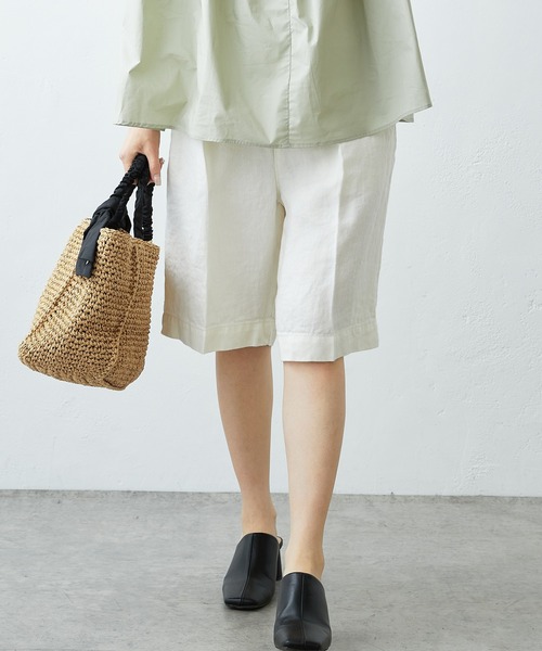 PUAL CE CIN(ピュアルセシン)の「JAPAN MADE リネンデニム調バミューダパンツ(その他パンツ・レディース・グレー/オフホワイト/ナチュラル・FREE)」の10枚目の写真
