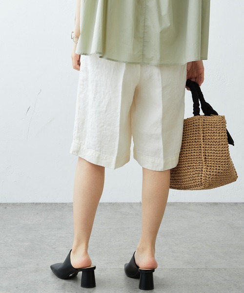 PUAL CE CIN(ピュアルセシン)の「JAPAN MADE リネンデニム調バミューダパンツ(その他パンツ・レディース・グレー/オフホワイト/ナチュラル・FREE)」の11枚目の写真