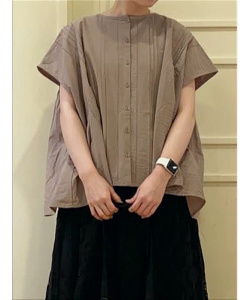 Samansa Mos2（サマンサ モスモス）の「ピンタックワイドブラウス（シャツ/ブラウス・レディース・オフホワイト/レッド/モカ/ブラック・ﾌﾘ-）」の3枚目の写真