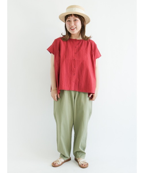 Samansa Mos2（サマンサ モスモス）の「ピンタックワイドブラウス（シャツ/ブラウス・レディース・オフホワイト/レッド/モカ/ブラック・ﾌﾘ-）」の10枚目の写真