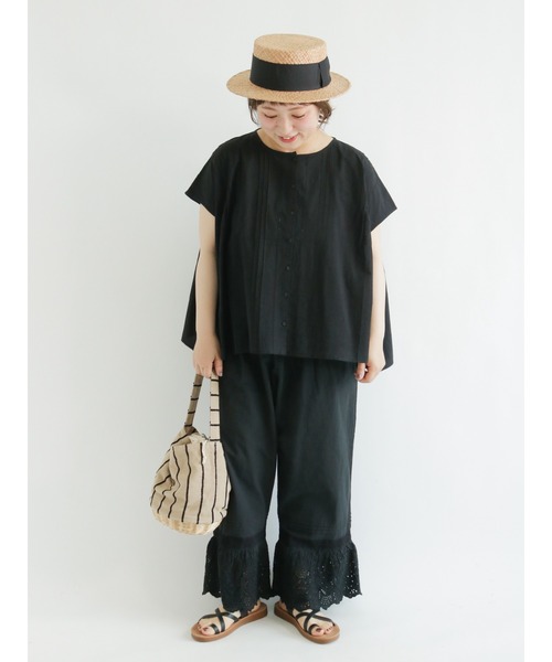 Samansa Mos2（サマンサ モスモス）の「ピンタックワイドブラウス（シャツ/ブラウス・レディース・オフホワイト/レッド/モカ/ブラック・ﾌﾘ-）」の7枚目の写真