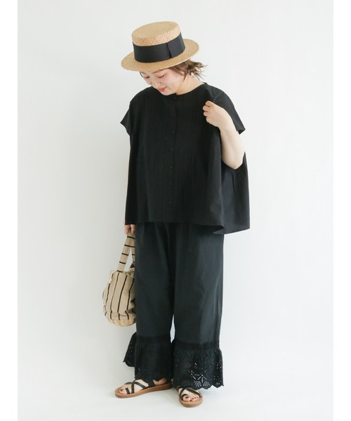 Samansa Mos2（サマンサ モスモス）の「ピンタックワイドブラウス（シャツ/ブラウス・レディース・オフホワイト/レッド/モカ/ブラック・ﾌﾘ-）」の8枚目の写真