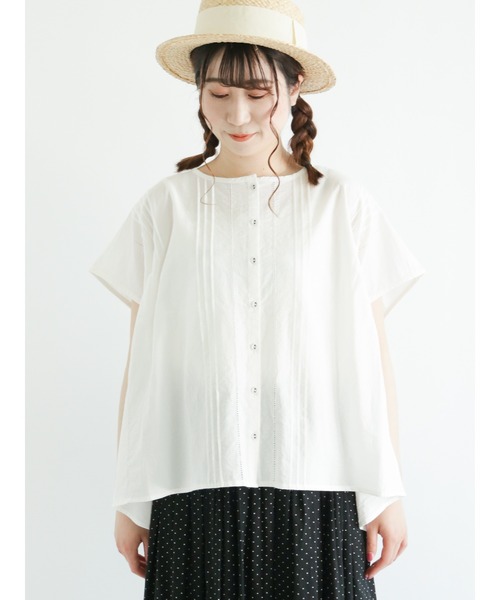 Samansa Mos2（サマンサ モスモス）の「ピンタックワイドブラウス（シャツ/ブラウス・レディース・オフホワイト/レッド/モカ/ブラック・ﾌﾘ-）」の14枚目の写真