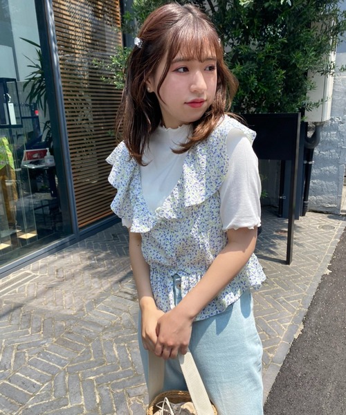 one after another NICE CLAUP（ワンアフターアナザーナイスクラップ）の「フェミニンブラウスインナー2枚セット（Tシャツ/カットソー・レディース・ホワイト/ブラック系その他/ブルー系その他・FREE）」の10枚目の写真