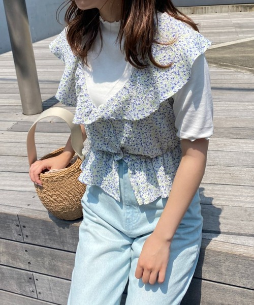 one after another NICE CLAUP（ワンアフターアナザーナイスクラップ）の「フェミニンブラウスインナー2枚セット（Tシャツ/カットソー・レディース・ホワイト/ブラック系その他/ブルー系その他・FREE）」の11枚目の写真