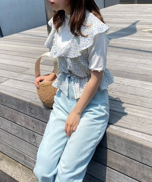 one after another NICE CLAUP（ワンアフターアナザーナイスクラップ）の「フェミニンブラウスインナー2枚セット（Tシャツ/カットソー・レディース・ホワイト/ブラック系その他/ブルー系その他・FREE）」の12枚目の写真