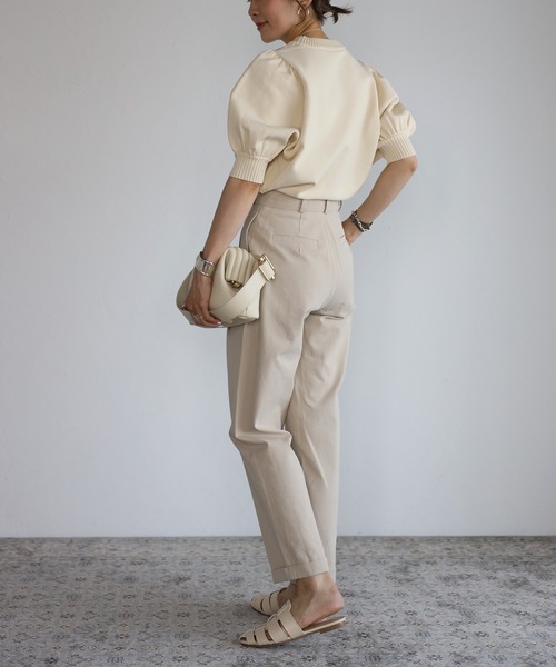 Bonjour Sagan（ボンジュールサガン）の「パフスリーブニットトップス（Tシャツ/カットソー・レディース・アイボリー/キャメル/ブラック/オフホワイト/チャコールグレー・FREE）」の11枚目の写真