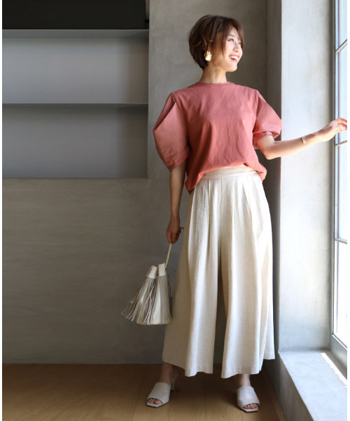 Ehre style(エーレスタイル)の「ノーストレスで涼しい麻混ワイドパンツ(その他パンツ・レディース・ブラック/アイボリー・FREE)」の8枚目の写真