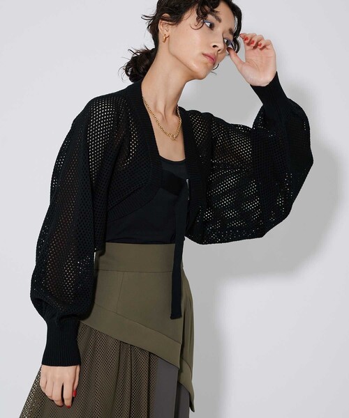 あおいランダムメッシュショートボレロブラック ランダムメッシュショートボレロ ブラック emmy ZARA