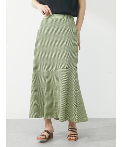 Green　Parks（グリーンパークス）の「・novem9 サッカーギンガムマーメイドスカート（スカート・レディース・ネイビー/イエロー/アイボリー・FREE）」の5枚目の写真