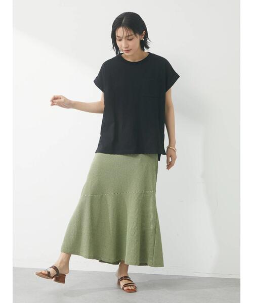 Green　Parks（グリーンパークス）の「・novem9 サッカーギンガムマーメイドスカート（スカート・レディース・ネイビー/イエロー/アイボリー・FREE）」の7枚目の写真