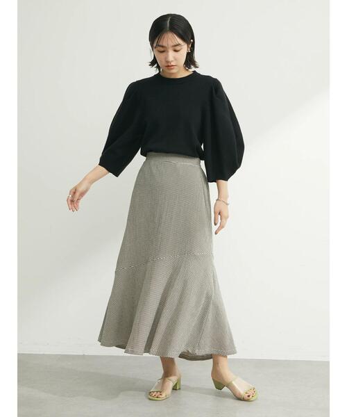 Green　Parks（グリーンパークス）の「・novem9 サッカーギンガムマーメイドスカート（スカート・レディース・ネイビー/イエロー/アイボリー・FREE）」の21枚目の写真