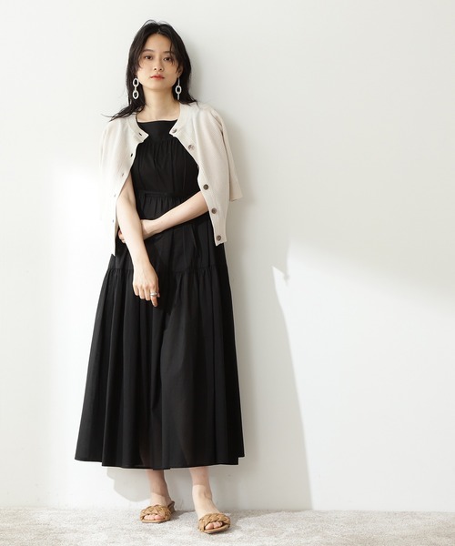 N.（N. Natural Beauty Basic）（エヌエヌナチュラルビューティーベーシック）の「◆変形ジャガードクルーネックニットカーディガン（カーディガン/ボレロ・レディース・オフホワイト/ブラウン/グリーン/ブルー・MEDIUM）」の5枚目の写真