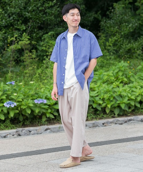 ITEMS URBANRESEARCH（アイテムズ アーバンリサーチ）の「レギュラーカラー ストライプ半袖シャツ（シャツ/ブラウス・メンズ・ライトブルー/ネイビー/ブルー・MEDIUM/LARGE）」の12枚目の写真