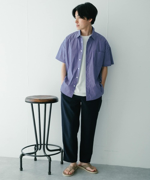 ITEMS URBANRESEARCH（アイテムズ アーバンリサーチ）の「レギュラーカラー ストライプ半袖シャツ（シャツ/ブラウス・メンズ・ライトブルー/ネイビー/ブルー・MEDIUM/LARGE）」の15枚目の写真