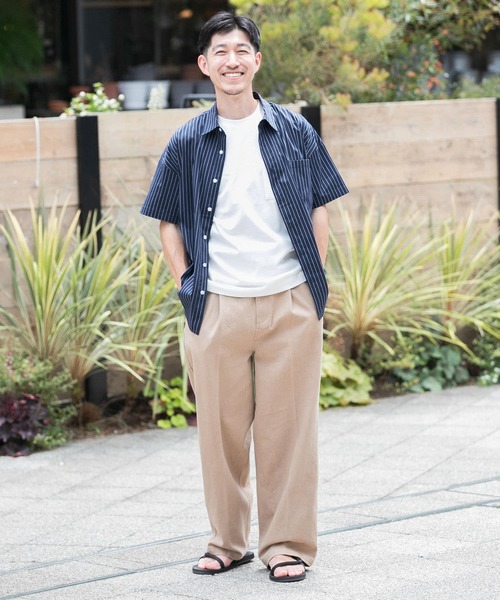 ITEMS URBANRESEARCH（アイテムズ アーバンリサーチ）の「レギュラーカラー ストライプ半袖シャツ（シャツ/ブラウス・メンズ・ライトブルー/ネイビー/ブルー・MEDIUM/LARGE）」の22枚目の写真