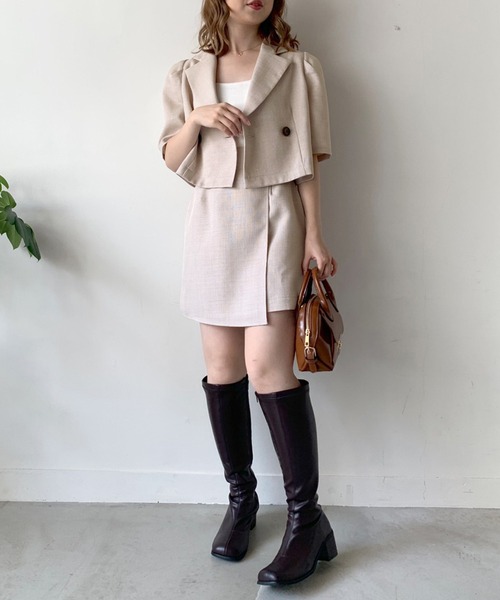 OLIVE des OLIVE（オリーブデオリーブ）の「ラップ風ミニスカート（スカート・レディース・ダークブラウン/アイボリー・FREE）」の4枚目の写真