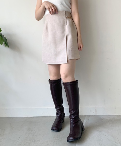 OLIVE des OLIVE（オリーブデオリーブ）の「ラップ風ミニスカート（スカート・レディース・ダークブラウン/アイボリー・FREE）」の6枚目の写真