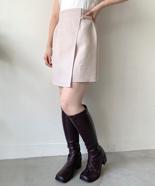 OLIVE des OLIVE（オリーブデオリーブ）の「ラップ風ミニスカート（スカート・レディース・ダークブラウン/アイボリー・FREE）」の7枚目の写真