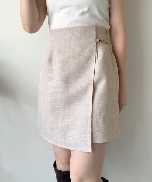 OLIVE des OLIVE（オリーブデオリーブ）の「ラップ風ミニスカート（スカート・レディース・ダークブラウン/アイボリー・FREE）」の9枚目の写真