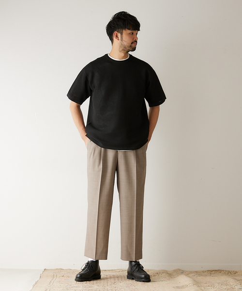 417 EDIFICE（フォーワンセブンエディフィス）の「【allery / アレリ―】 トロピカルウール wide / ワイド（スラックス・メンズ・ネイビー/グレー/ベージュ・SMALL/MEDIUM/LARGE）」の9枚目の写真
