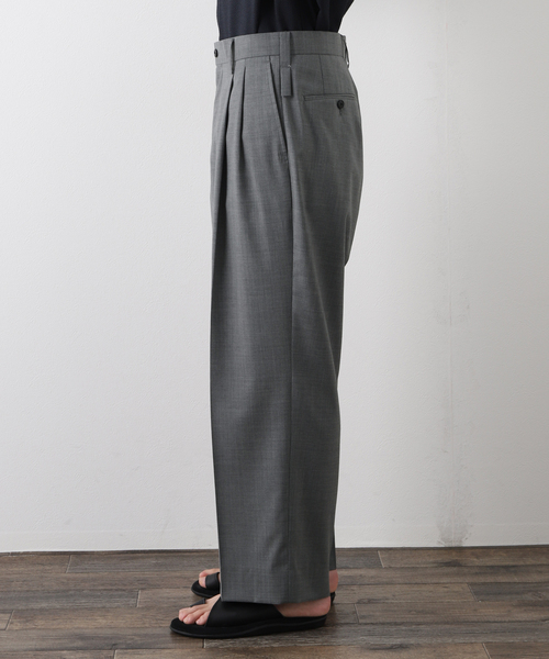 417 EDIFICE（フォーワンセブンエディフィス）の「【allery / アレリ―】 トロピカルウール wide / ワイド（スラックス・メンズ・ネイビー/グレー/ベージュ・SMALL/MEDIUM/LARGE）」の19枚目の写真