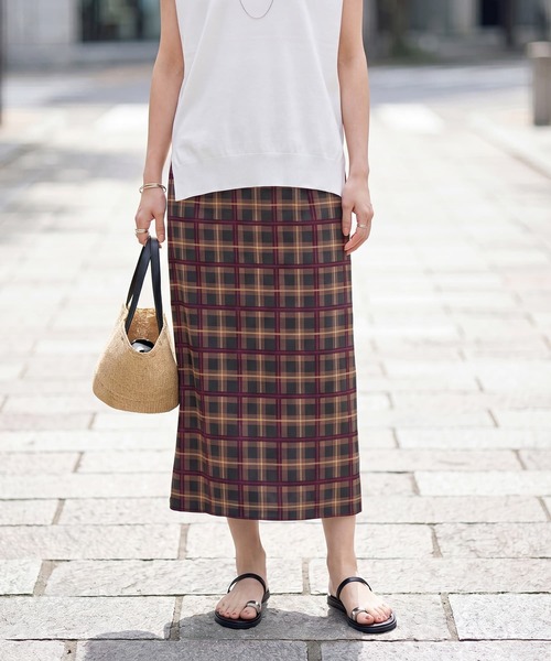 STYLE DELI(スタイルデリ)の「【LUXE】シアーチェック柄ペンシルスカート(スカート・レディース・グレー系/ピンク系・SMALL/MEDIUM)」の7枚目の写真