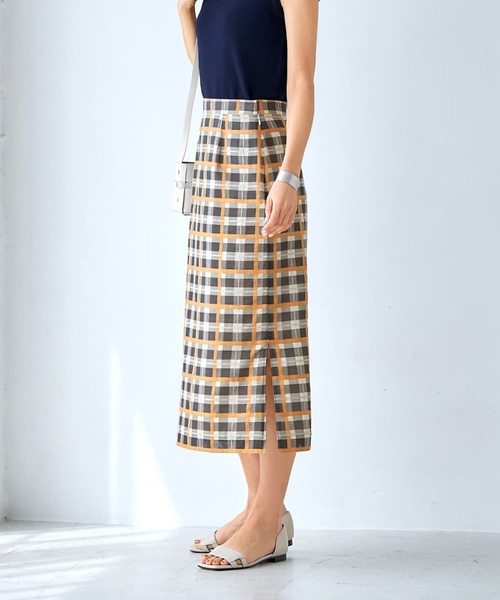 STYLE DELI(スタイルデリ)の「【LUXE】シアーチェック柄ペンシルスカート(スカート・レディース・グレー系/ピンク系・SMALL/MEDIUM)」の11枚目の写真
