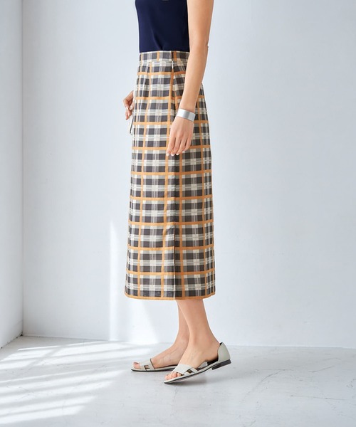 STYLE DELI(スタイルデリ)の「【LUXE】シアーチェック柄ペンシルスカート(スカート・レディース・グレー系/ピンク系・SMALL/MEDIUM)」の12枚目の写真