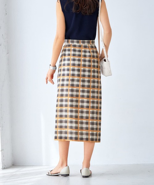 STYLE DELI(スタイルデリ)の「【LUXE】シアーチェック柄ペンシルスカート(スカート・レディース・グレー系/ピンク系・SMALL/MEDIUM)」の15枚目の写真