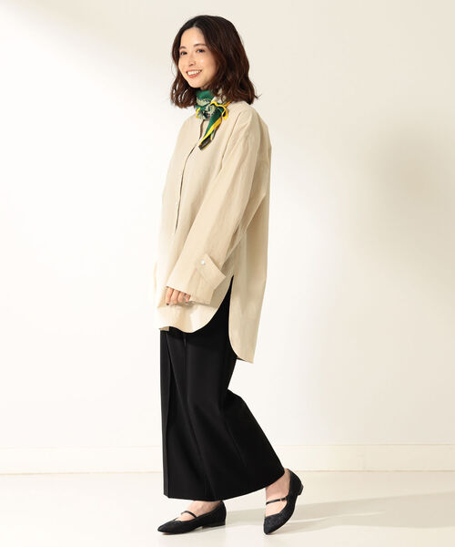 デミルクスビームス／ドレープスタンドネック×オーバーサイズブラウス ベージュ Demi-Luxe BEAMS（デミルクス ビームス）の「Demi-Luxe BEAMS