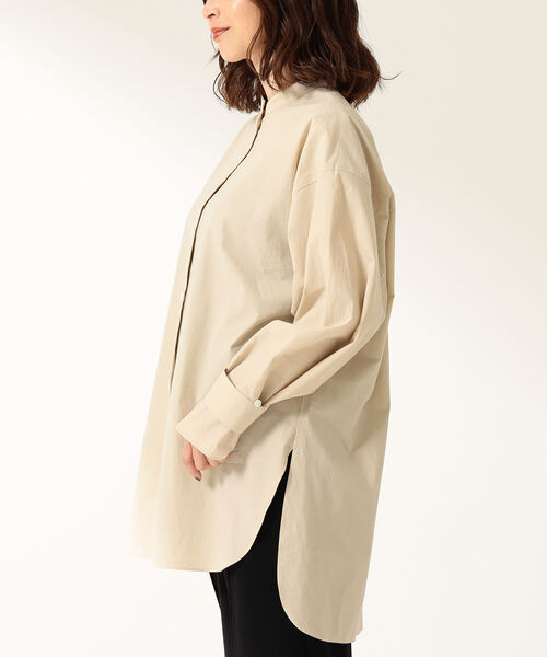 デミルクスビームス／ドレープスタンドネック×オーバーサイズブラウス ベージュ Demi-Luxe BEAMS（デミルクス ビームス）の「Demi-Luxe BEAMS