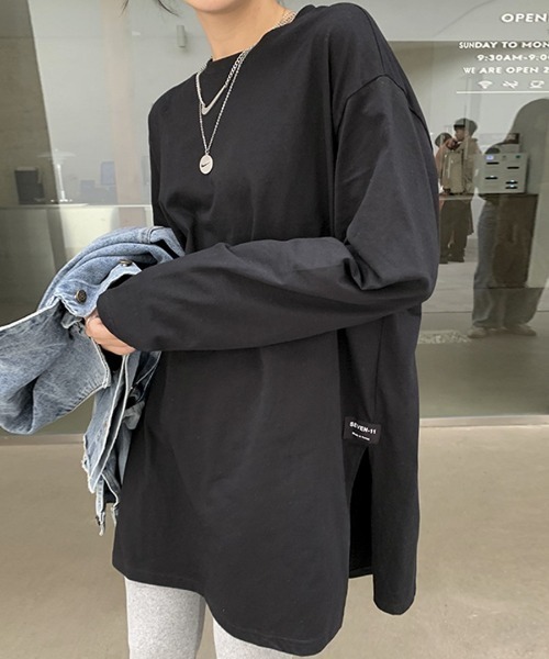 gossip!ロサンゼルス(ゴシップロサンゼルス)の「サイドスリットロンT(Tシャツ/カットソー・レディース・ホワイト/ブラック・FREE)」の2枚目の写真