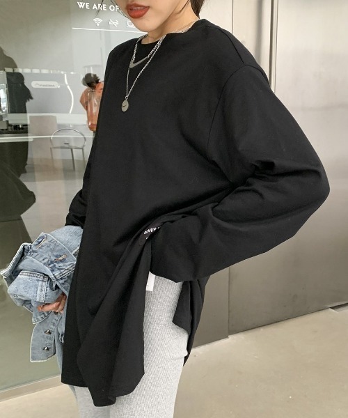 gossip!ロサンゼルス(ゴシップロサンゼルス)の「サイドスリットロンT(Tシャツ/カットソー・レディース・ホワイト/ブラック・FREE)」の9枚目の写真
