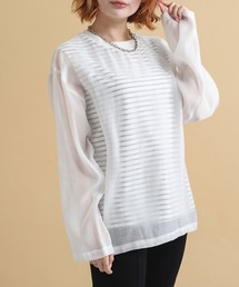 Dignite collier レイヤードボーダープルオーバー